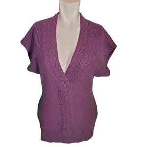 Elena Solano Sweater V-Neck Angora Wool Dolman Sweater Purple Sz M
